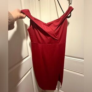 Elegant Red Off-Shoulder Dress